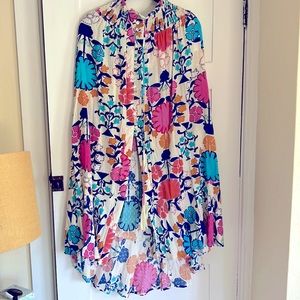 Maxi skirt with from slit  milt colored floral print